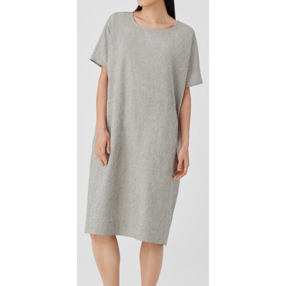 Eileen Fisher Boxy  100% Organic Linen Shift Dress Large Oversized (R1)